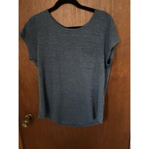 Joe Fresh Women Blue Short Sleeve Pocket Detail Soft Comfy Top sz‎ M (A218)